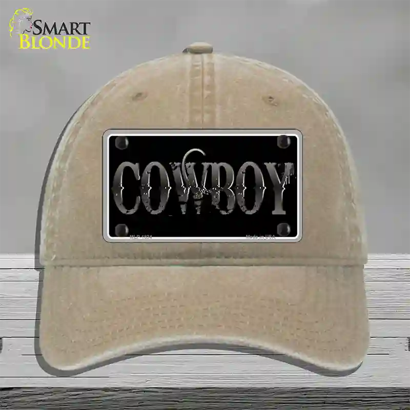 Cowboy Black Novelty License Plate Hat Unconstructed Cotton / Khaki