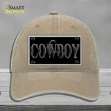 Cowboy Black Novelty License Plate Hat Unconstructed Cotton / Khaki