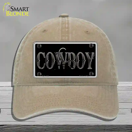 Cowboy Black Novelty License Plate Hat Unconstructed Cotton / Khaki