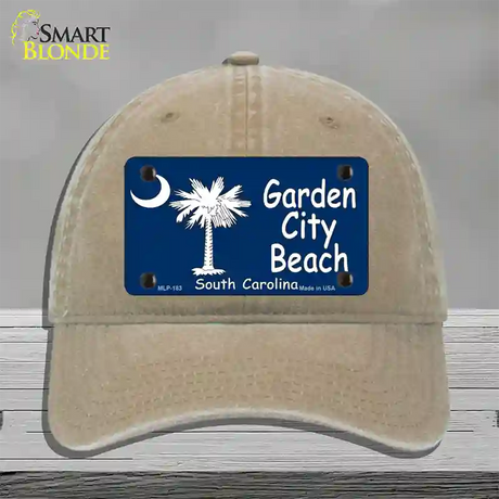 Garden City Beach South Carolina Novelty License Plate Hat Unconstructed Cotton / Khaki