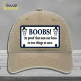 Boobs Proof Novelty License Plate Hat Unconstructed Cotton / Khaki