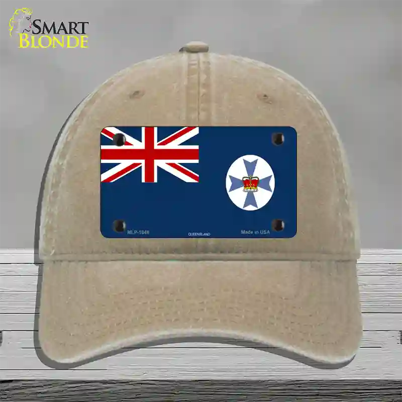 Queensland Flag Novelty License Plate Hat Unconstructed Cotton / Khaki