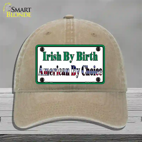 Irish By Birth Novelty License Plate Hat Unconstructed Cotton / Khaki