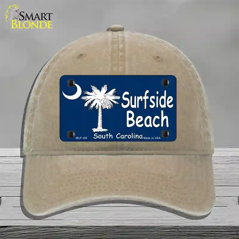 Surf Side Beach Novelty License Plate Hat Unconstructed Cotton / Khaki