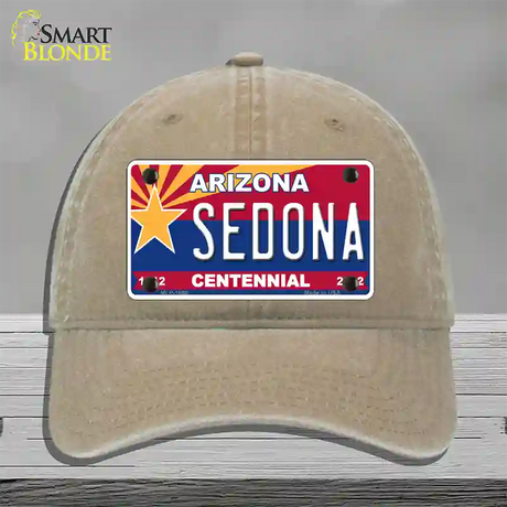 Arizona Centennial Sedona Novelty License Plate Hat Unconstructed Cotton / Khaki