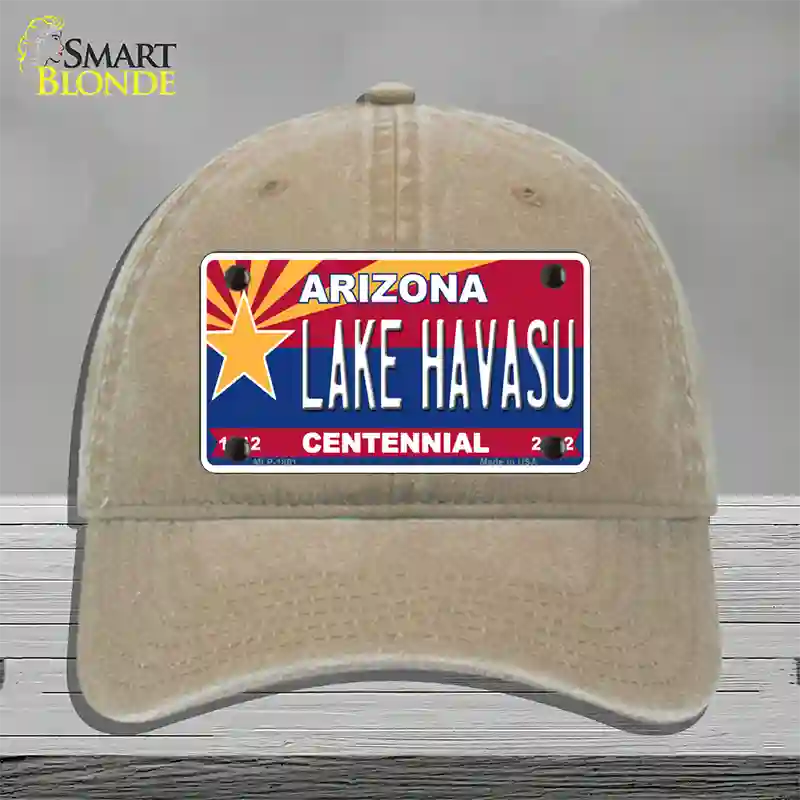 Arizona Centennial Lake Havasu Novelty License Plate Hat Unconstructed Cotton / Khaki