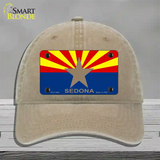 Sedona Arizona State Flag Novelty License Plate Hat Unconstructed Cotton / Khaki