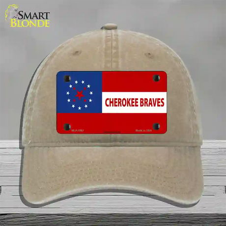 Cherokee Braves Flag Novelty License Plate Hat Unconstructed Cotton / Khaki