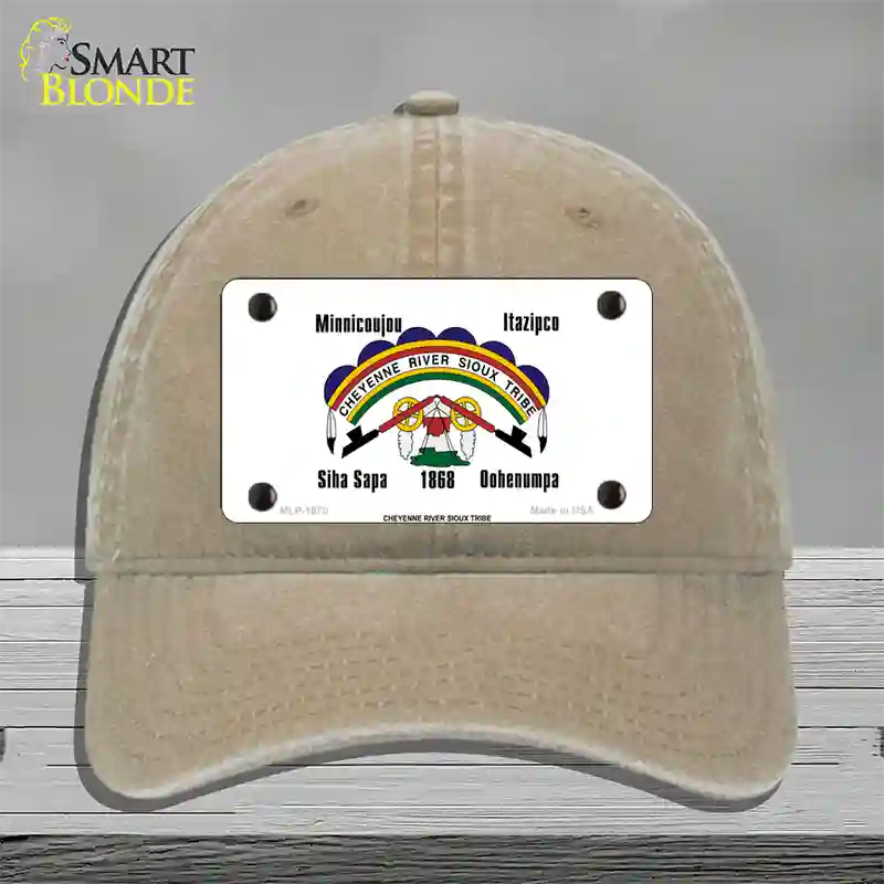 Cheyenne River Sioux Flag Novelty License Plate Hat Unconstructed Cotton / Khaki