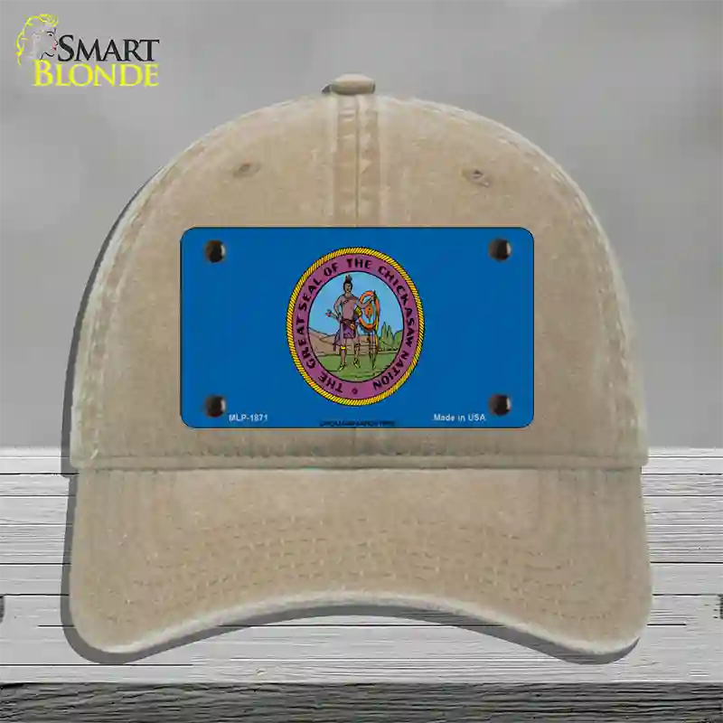 Chickasaw Nation Flag Novelty License Plate Hat Unconstructed Cotton / Khaki