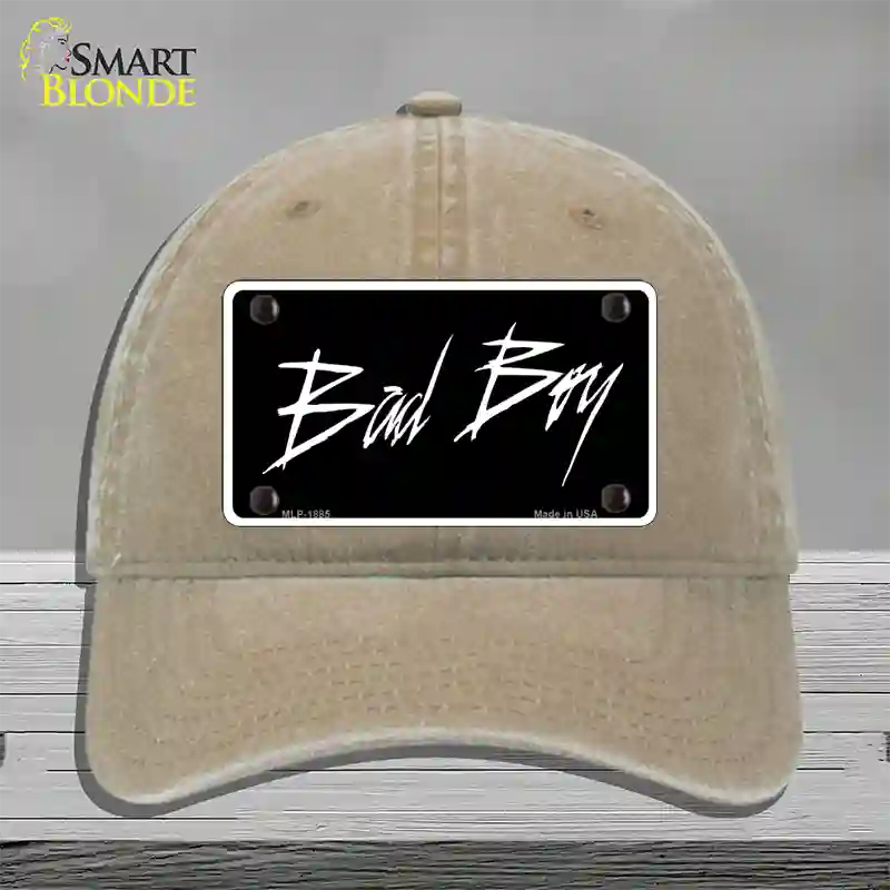 Bad Boy Black Novelty License Plate Hat Unconstructed Cotton / Khaki