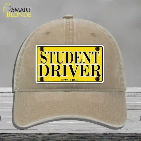 Student Driver Novelty License Plate Hat Unconstructed Cotton / Khaki