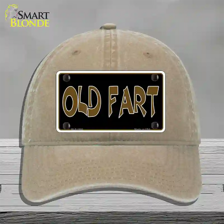 Old Fart Novelty License Plate Hat Unconstructed Cotton / Khaki