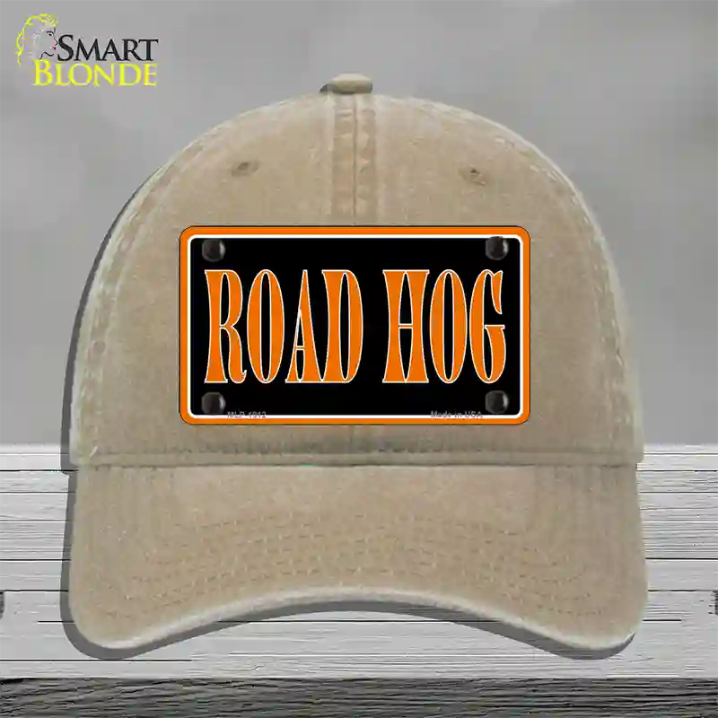 Road Hog Novelty License Plate Hat Unconstructed Cotton / Khaki