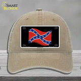 Confederate 3-D Flag Novelty License Plate Hat Unconstructed Cotton / Khaki