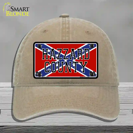 Hazard County Confederate Flag Novelty License Plate Hat Unconstructed Cotton / Khaki