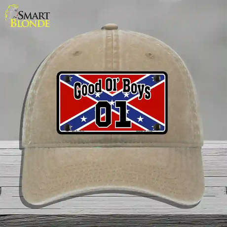 Good Ol Boys Confederate Flag Novelty License Plate Hat Unconstructed Cotton / Khaki