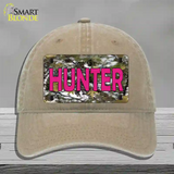 Pink Hunter Novelty License Plate Hat Unconstructed Cotton / Khaki