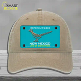 Road Runner Teal New Mexico Novelty License Plate Hat Unconstructed Cotton / Khaki