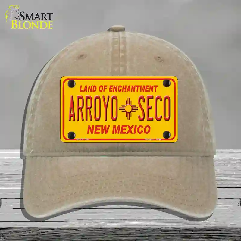 Arroyo Seco Yellow New Mexico Novelty License Plate Hat Unconstructed Cotton / Khaki