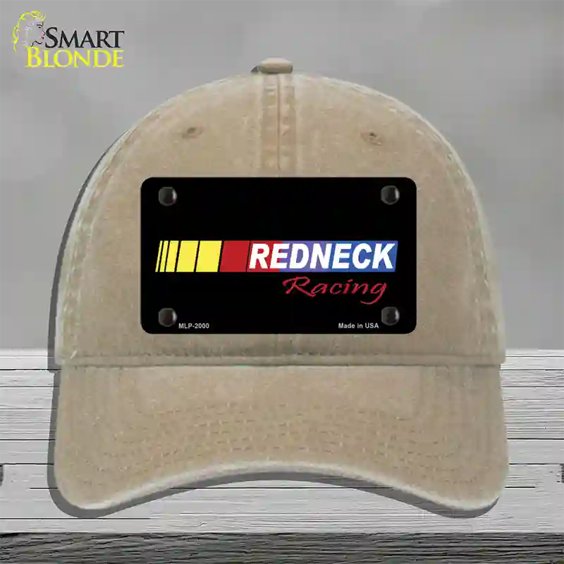 Redneck Racing Novelty License Plate Hat Unconstructed Cotton / Khaki