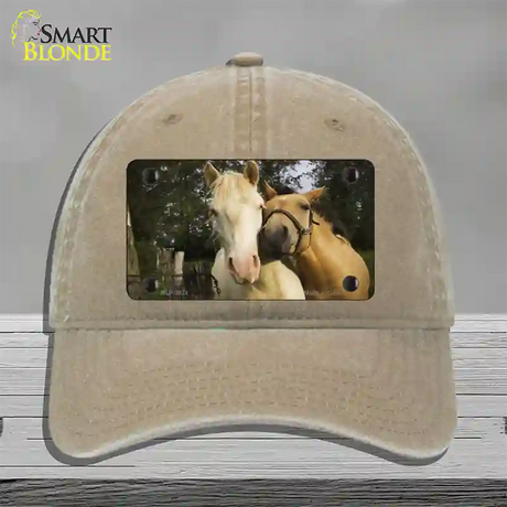 Horses Sweet On Each Other Novelty License Plate Hat Unconstructed Cotton / Khaki