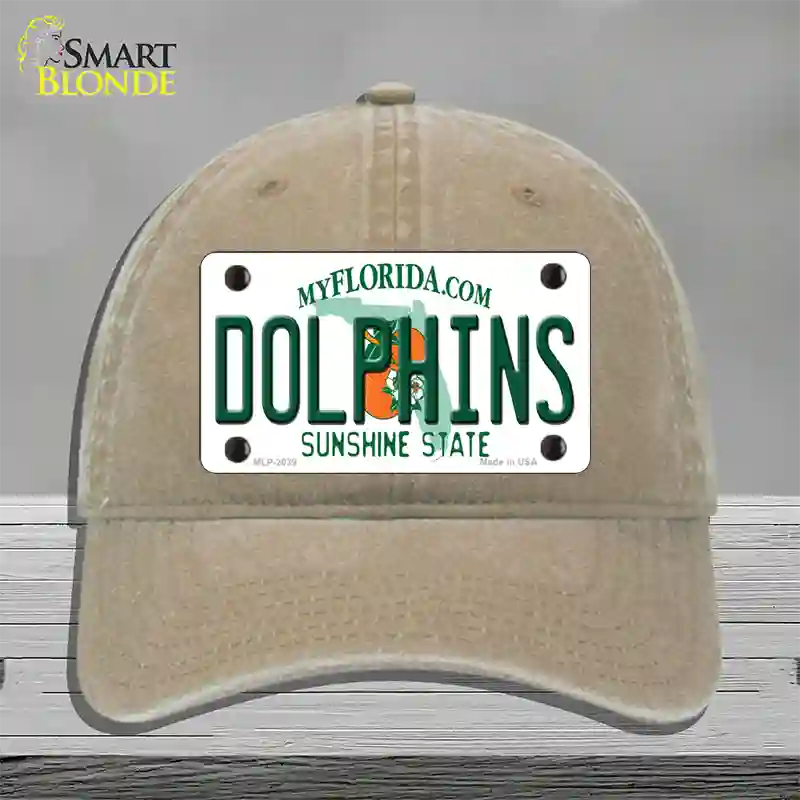 Dolphins Florida State Novelty License Plate Hat Unconstructed Cotton / Khaki