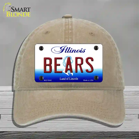 Bears Illinois State Novelty License Plate Hat Unconstructed Cotton / Khaki