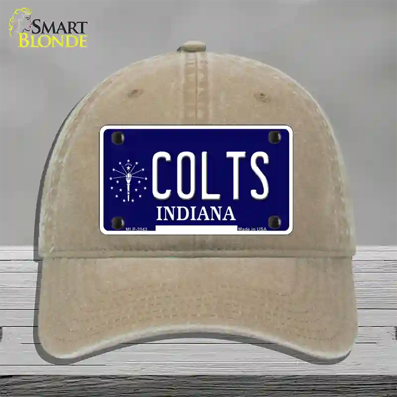 Colts Indiana State Novelty License Plate Hat Unconstructed Cotton / Khaki