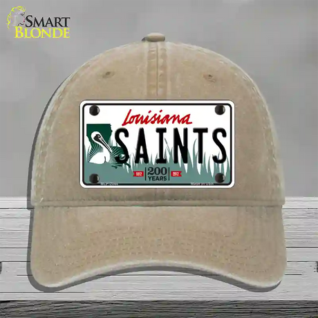 Saints Louisiana State Novelty License Plate Hat Unconstructed Cotton / Khaki