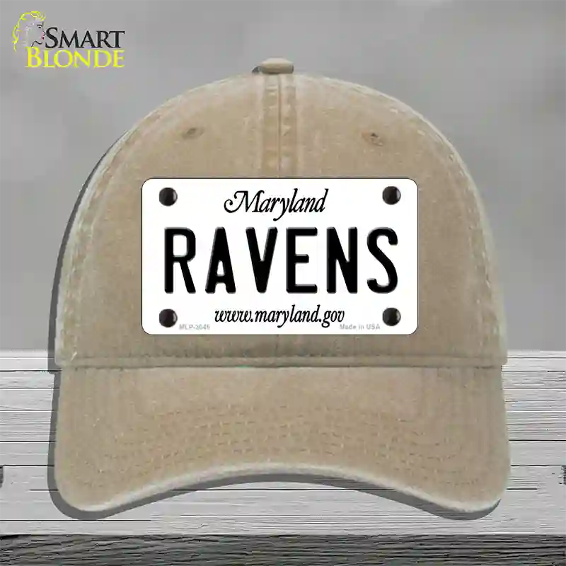 Ravens Maryland State Novelty License Plate Hat Unconstructed Cotton / Khaki