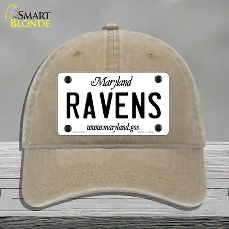 Ravens Maryland State Novelty License Plate Hat Unconstructed Cotton / Khaki