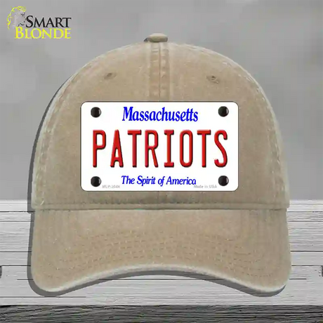 Patriots Massachusetts State Novelty License Plate Hat Unconstructed Cotton / Khaki