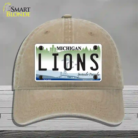 Lions Michigan State Novelty License Plate Hat Unconstructed Cotton / Khaki