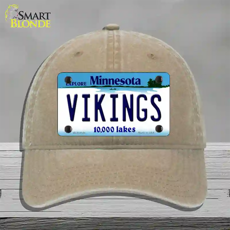 Vikings Minnesota State Novelty License Plate Hat Unconstructed Cotton / Khaki