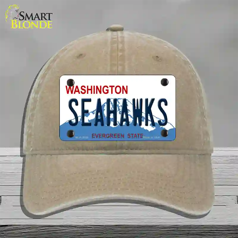 Seahawks Washington State Novelty License Plate Hat Unconstructed Cotton / Khaki