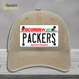 Packers Wisconsin State Novelty License Plate Hat Unconstructed Cotton / Khaki