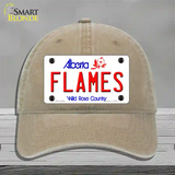 Flames Alberta Canada Province Novelty License Plate Hat Unconstructed Cotton / Khaki