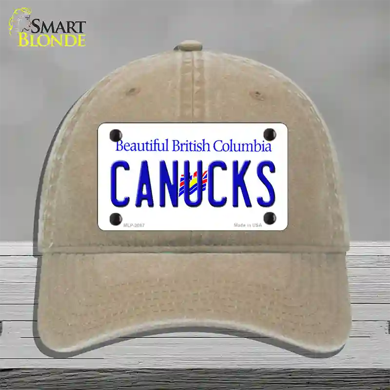 Canucks British Columbia Canada Province Novelty License Plate Hat Unconstructed Cotton / Khaki