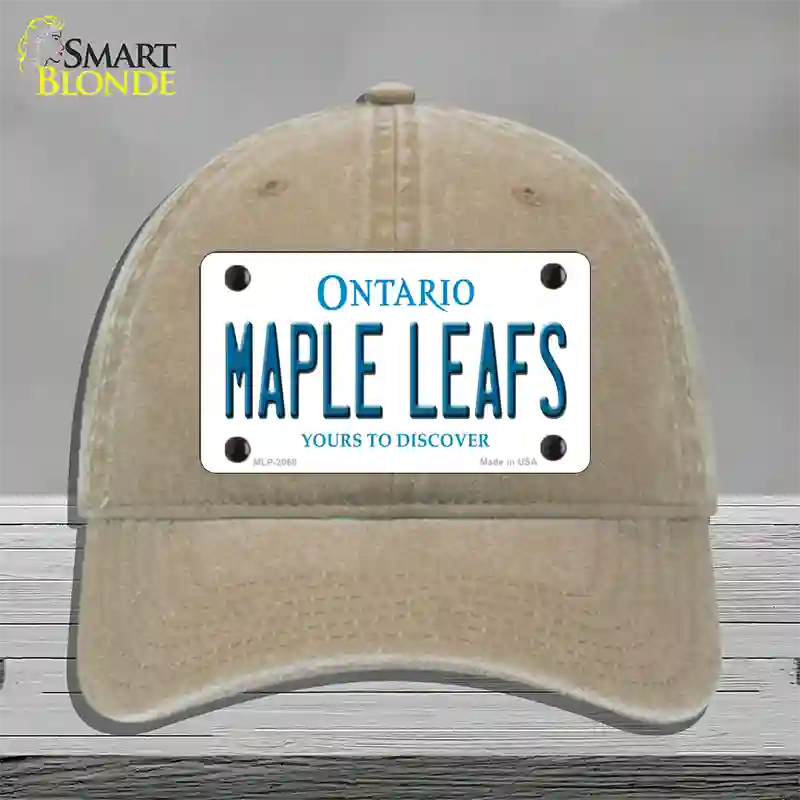 Maple Leafs Ontario Canada Province Novelty License Plate Hat Unconstructed Cotton / Khaki