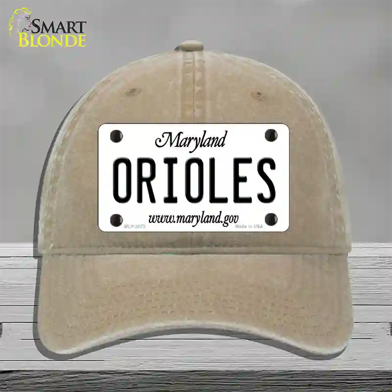 Orioles Maryland State Novelty License Plate Hat Unconstructed Cotton / Khaki