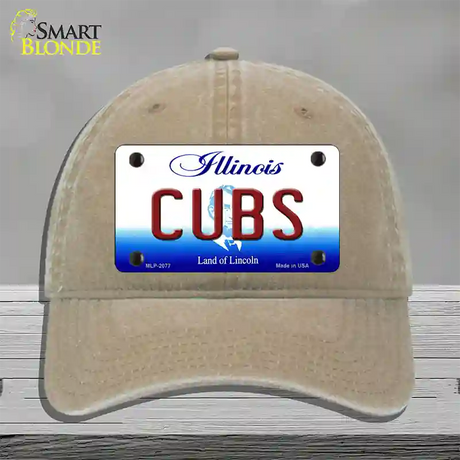 Cubs Chicago Illinois State Novelty License Plate Hat Unconstructed Cotton / Khaki