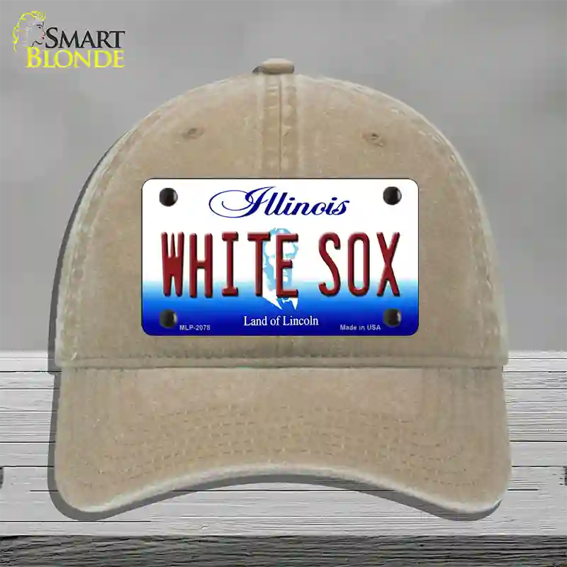 Whitesox Illinois State Novelty License Plate Hat Unconstructed Cotton / Khaki