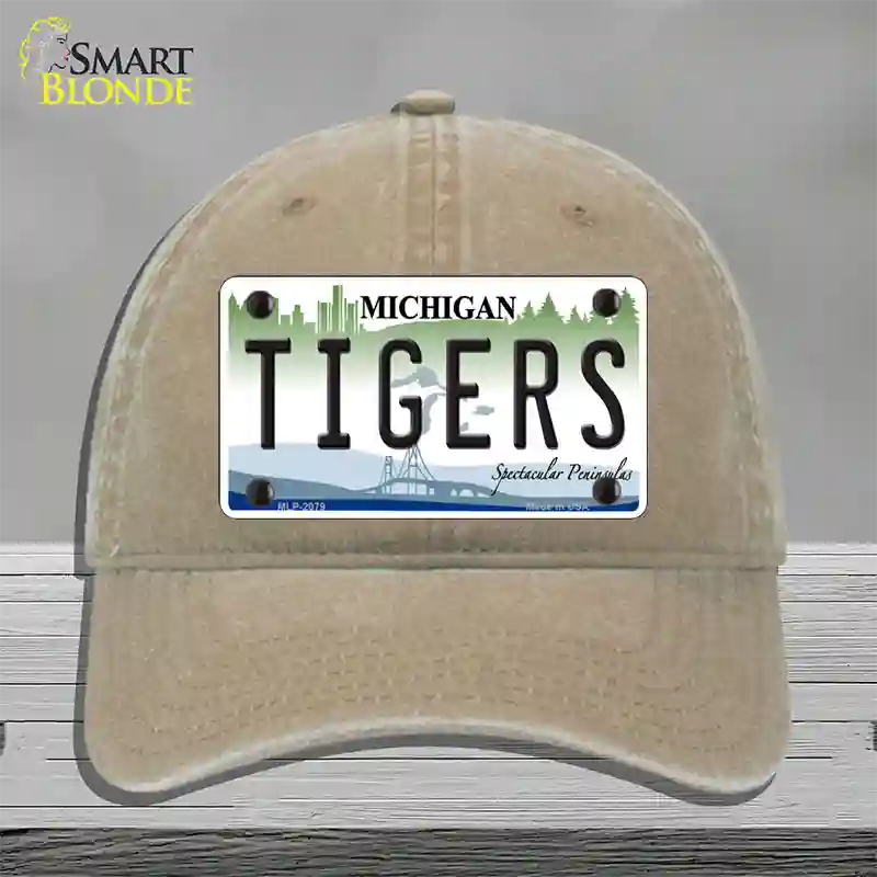 Tigers Michigan State Novelty License Plate Hat Unconstructed Cotton / Khaki