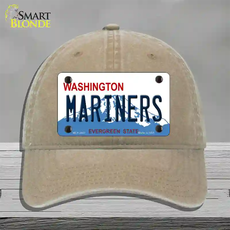 Mariners Washington State Novelty License Plate Hat Unconstructed Cotton / Khaki