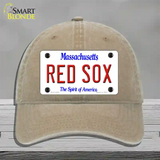 Red Sox Massachusetts State Novelty License Plate Hat Unconstructed Cotton / Khaki