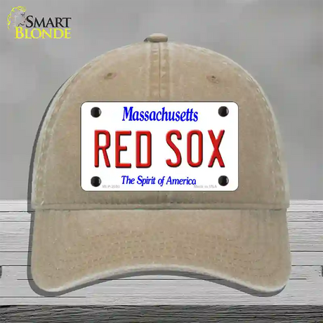 Red Sox Massachusetts State Novelty License Plate Hat Unconstructed Cotton / Khaki