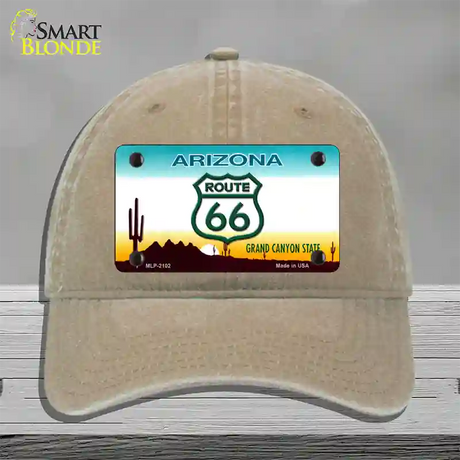 Route 66 Shield Arizona Novelty License Plate Hat Unconstructed Cotton / Khaki