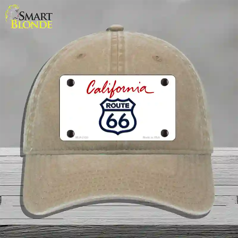 Route 66 Shield California Novelty License Plate Hat Unconstructed Cotton / Khaki