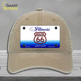 Route 66 Shield Illinois Novelty License Plate Hat Unconstructed Cotton / Khaki